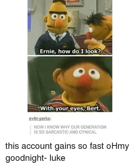 Ernie How Do I Look With Your Eyes Bert Erks Now Know Why Our
