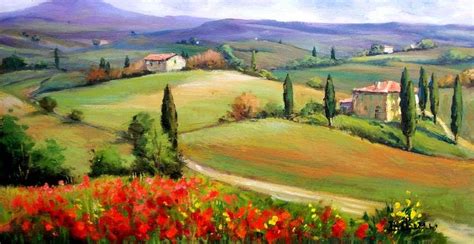 Quadri Painting Tuscany Panorama By Bruno Chirici Landscape
