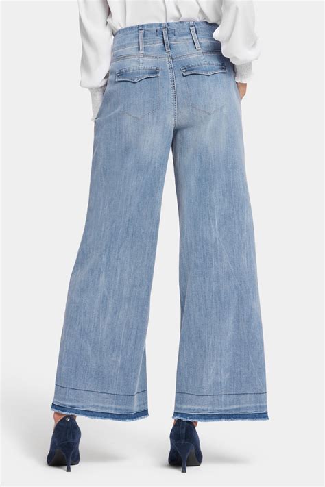 Mona Wide Leg Trouser Jeans With High Rise And Frayed Shadow Hems