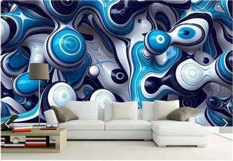 Blue And White Abstract 3d Custom Wall Murals Wallpapers Dcwm001570