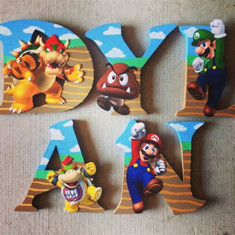Mario Bros Letters Mario Bros Wooden Letters Video Game Decor Wooden