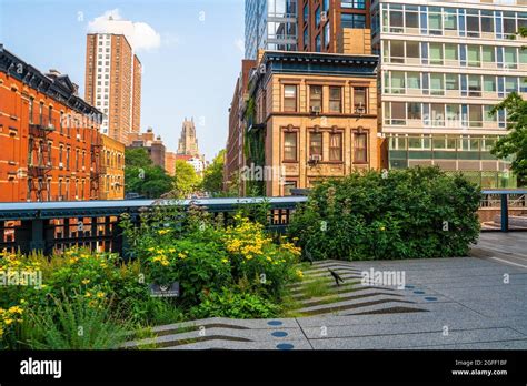 Scene From High Line Park In New York City Manhattan Stock Photo Alamy