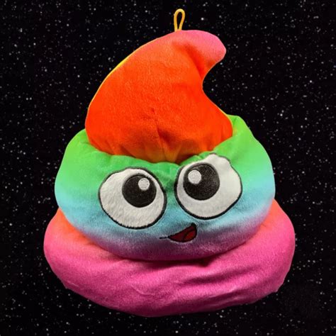 Six Flags Rainbow Poop Emoji Hat Plush Large Smiling 10”w 11”t 3800