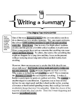 FREE Writing A Summary Paragraph All Subjects By AZSunset Literacy