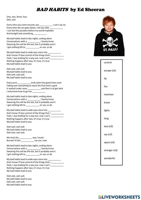 Worksheets With Songs Online Worksheet For A You Can Do The Exercises Online Or Download The