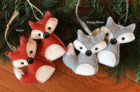 Wool Felt Fox Ornament Hanger Color Choice Etsy Fox Ornaments Felt Fox Wool Felt