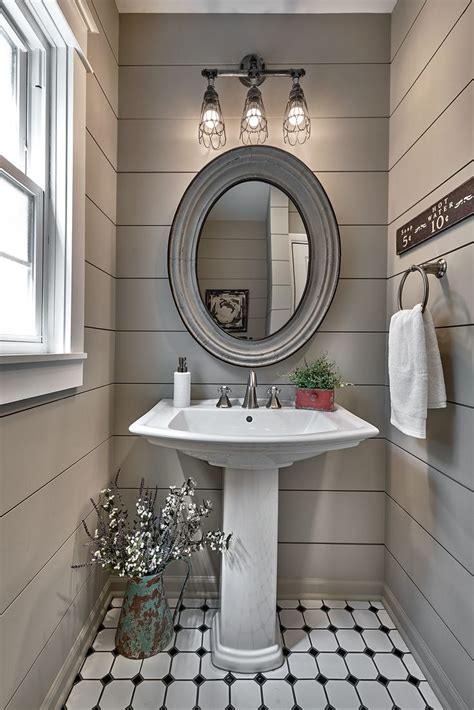 A Farmhouse Inspired Powder Room Renovation With Shiplap Walls