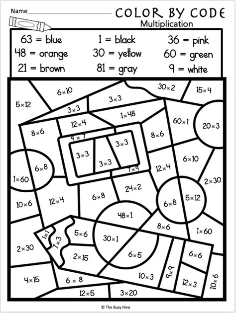 Printable Color By Number Multiplication Free