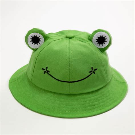 Warmfunn Frog Bucket Hat Cute Fisherman Hat Cotton Sun Bucket Hat