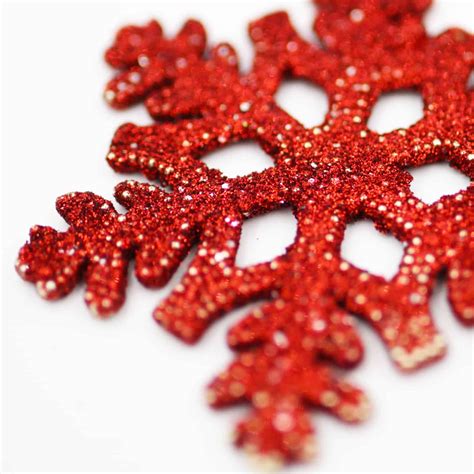 6 Red Snowflakes 100mm