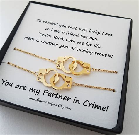Partners In Crime Gold Hand Cuff Friendship Bracelet Linked Bracelet