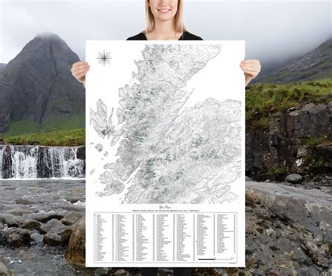 Munro Map Scottish Munros Topographic Poster Mountaineering Etsy