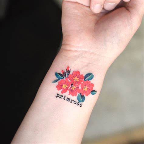 Primroseprimrosetattootattoograinflowerflowertattoo컬러꽃타투앵초빨간앵초