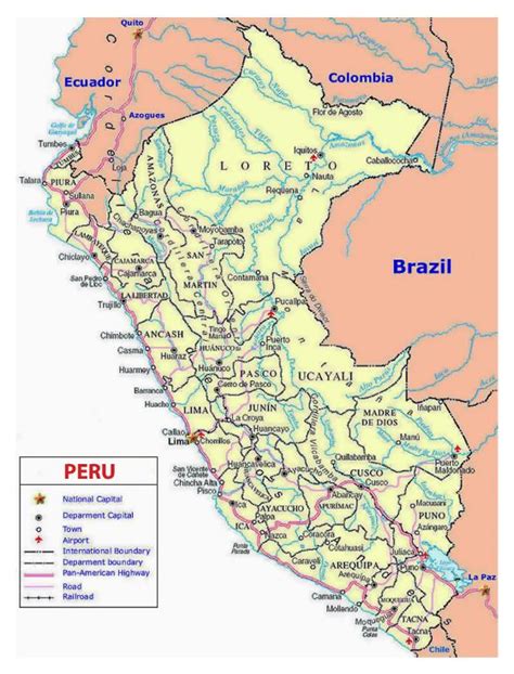 Mapa Político Y Administrativo De Perú Perú América Del Sur Mapas