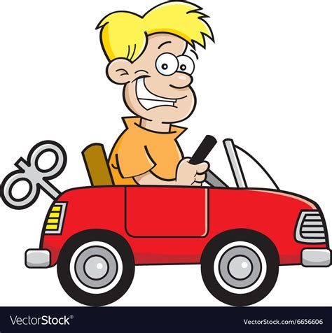 Cartoon Boy Driving A Toy Car Royalty Free Vector Image