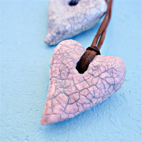 Paper Mache Heart Necklace Valentine Etsy