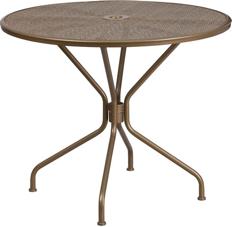 3525 Round Gold Indoor Outdoor Steel Patio Table From Renegade