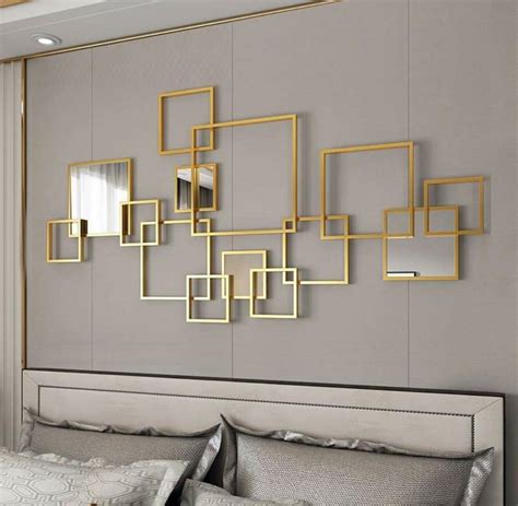 Golden Metal Wall Art Decor With Mirror