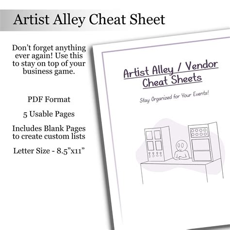 Printable Artist Alley Cheat Sheet for Beginner - Etsy Ireland