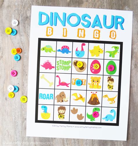 Free Printable Dinosaur Bingo Artsy Fartsy Mama