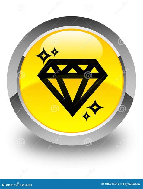 Diamond Icon Glossy Yellow Round Button Stock Illustration