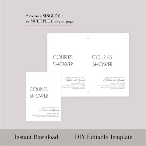 simple modern couples shower invitation template minimalist etsy