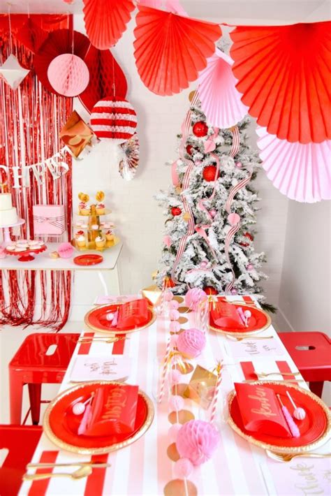 Karas Party Ideas Pink And Red Modern Christmas Party With Canary And King