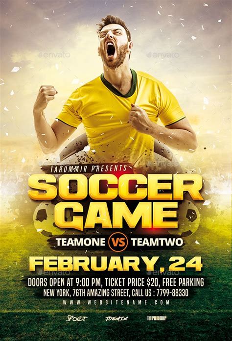 Soccer Game Flyer In 2024 Soccer Games Sport Poster Design Soccer