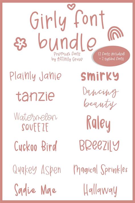 Girly Font Bundle 12 Fonts Included Craft Font Bundle Calligraphy Cute