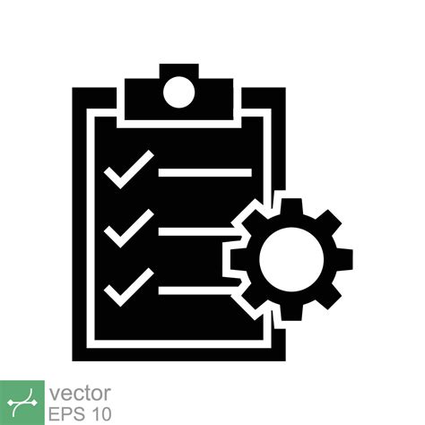 Clipboard With Gear Icon Simple Solid Style Project Plan Document