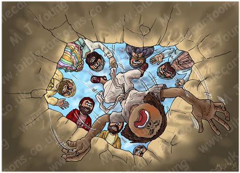 Genesis 37 Joseph Sold Into Slavery Scene 02 Joseph Thrown Into The Cistern Bible Cartoons