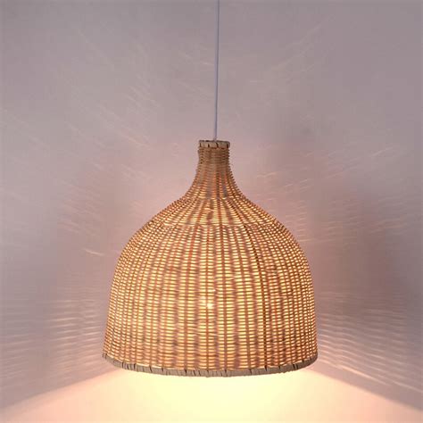 Bamboo Wicker Rattan Shade Pendant Lights Fixture Rustic Japanese Style Tatami Hanging Lamp
