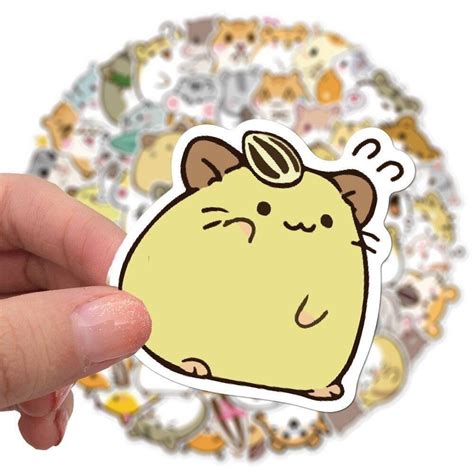 103050100pcs Cute Hamsters Stickers Pack Kawaii Cartoon Etsy