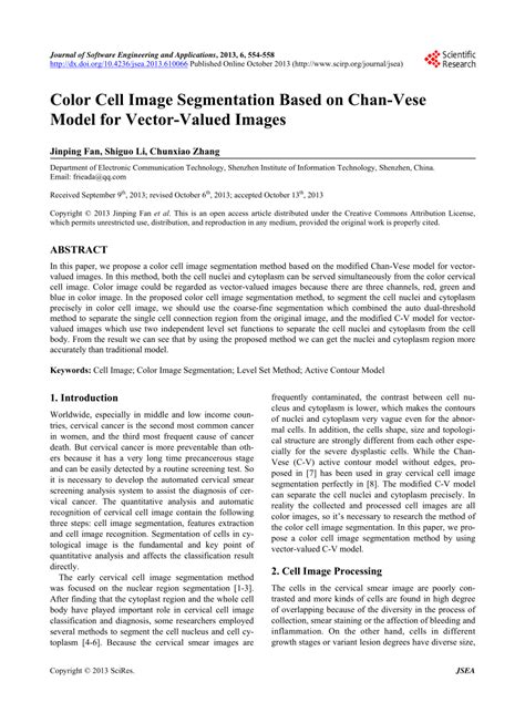 Pdf Color Cell Image Segmentation Based On Chan Vese Model For Vector
