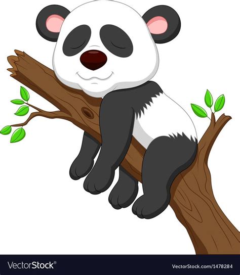 Vector Illustration Of Sleeping Panda Cartoon Download A Free Preview