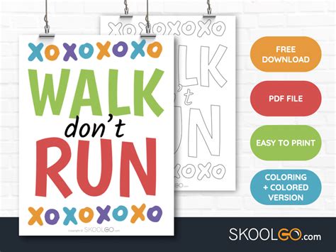 Walk Dont Run Free Classroom Poster Skoolgo