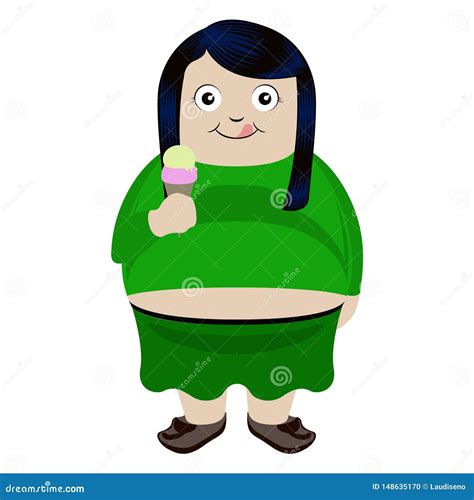 Fat Girl Eating An Ice Cream Stock Vector Illustration Of Cartoon
