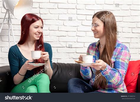 Two Women Chatting Over Coffee At Home. Stock Photo 271584314 : Shutterstock