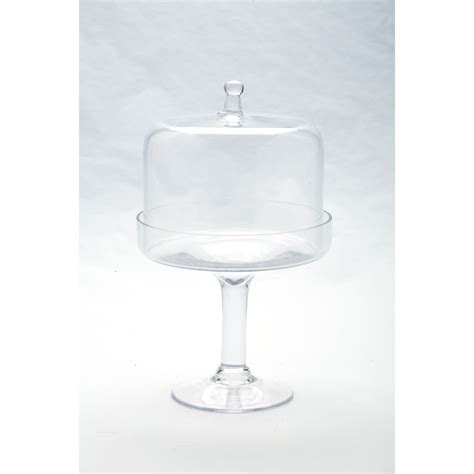 12 Clear Dome Tabletop Hand Blown Glass Cake Stand With Lid