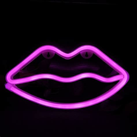 Lips Design Led Neon Signs Creative Lamp Etsy