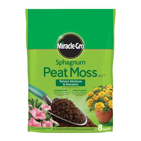 Miracle Gro Sphagnum Peat Moss 8 Qt For Containers And In Ground