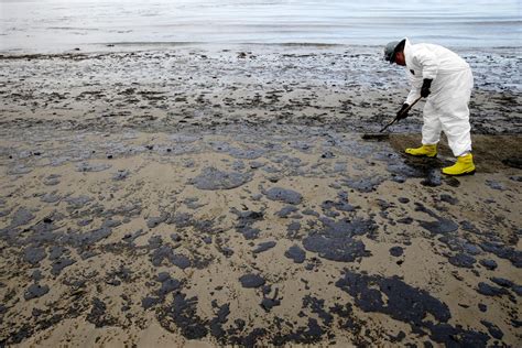 Workers Clean Up Oil Spill On California Beaches By Hand The Boston Globe