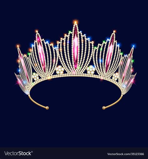 Crown Tiara Women With Glittering Precious Stones Vector Image