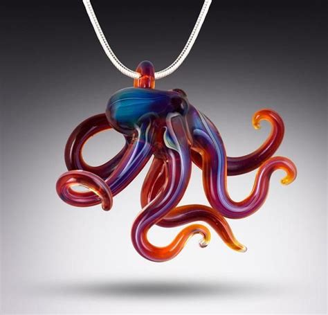 Octopus Necklace Flameworked Glass Etsy Uk Glass Blowing Blown