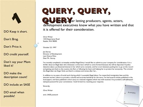 From my recent webinar on query letters, . 21 Ways To Break Into Film & Sell Your Screenplay
