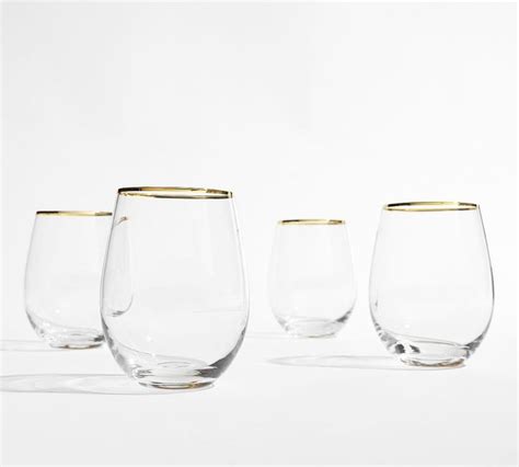 Gold Rim Stemless Wine Glasses Set Of In White Wine Glasses Recycled Wine Glasses