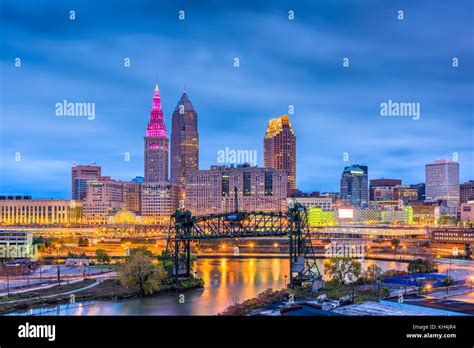 Cleveland Ohio Usa Skyline On The River Stock Photo Alamy
