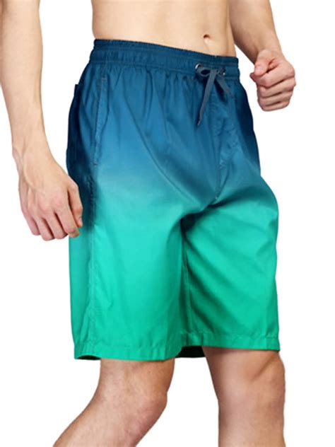 Mens Swimming Swim Shorts Elastic Waist Pockets Surf Summer Gradient Print Tie Dye Beach