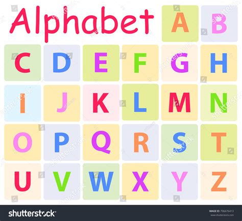 Multycolored Alphabet 26 Capital Letters Icons 스톡 일러스트 796676413