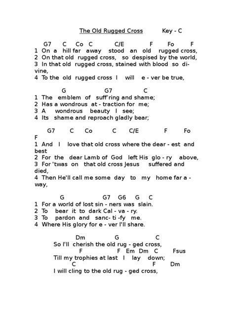Maybe you would like to learn more about one of these? The Old Rugged Cross Lyrics Chords Key C